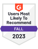 G2 Fall 2023 - Users Most Likely To Recommend
