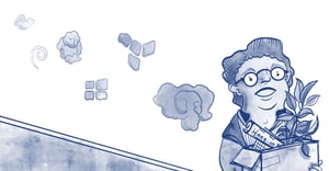 Illustration of an technical employee who is offboarding from their employer.