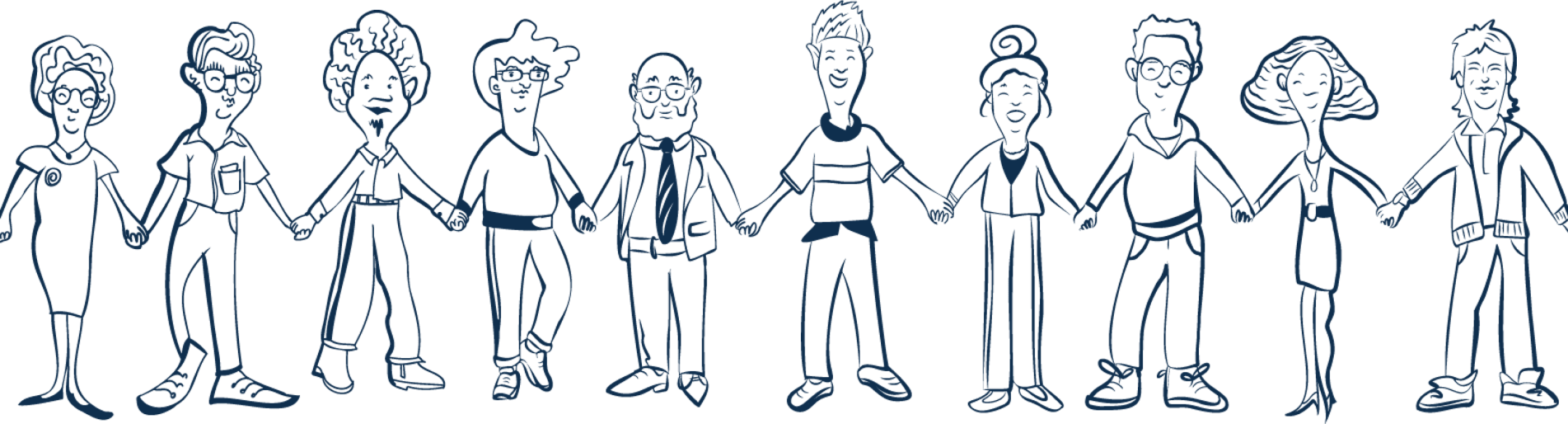 An illustration of strongDM users holding hands