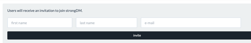 User invitation UI in StrongDM