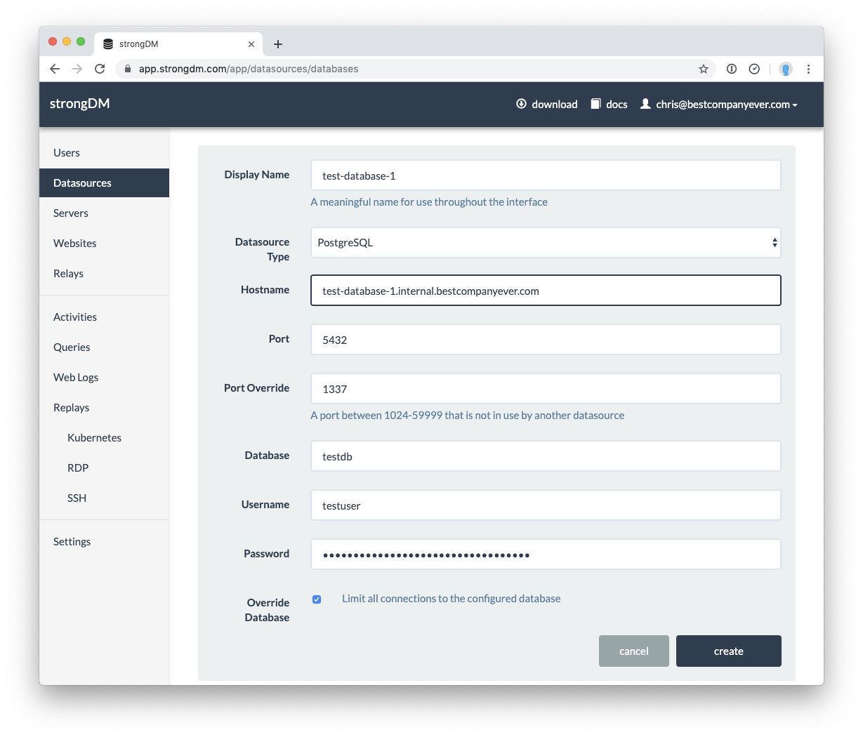 Adding your first database