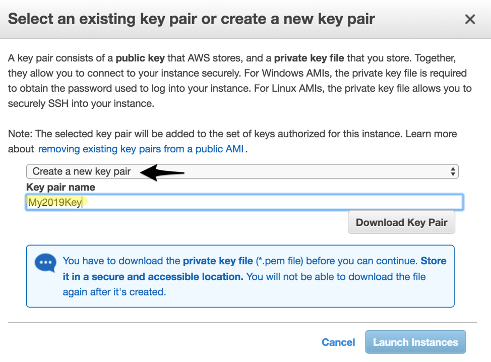 Create a new key pair for your jump server