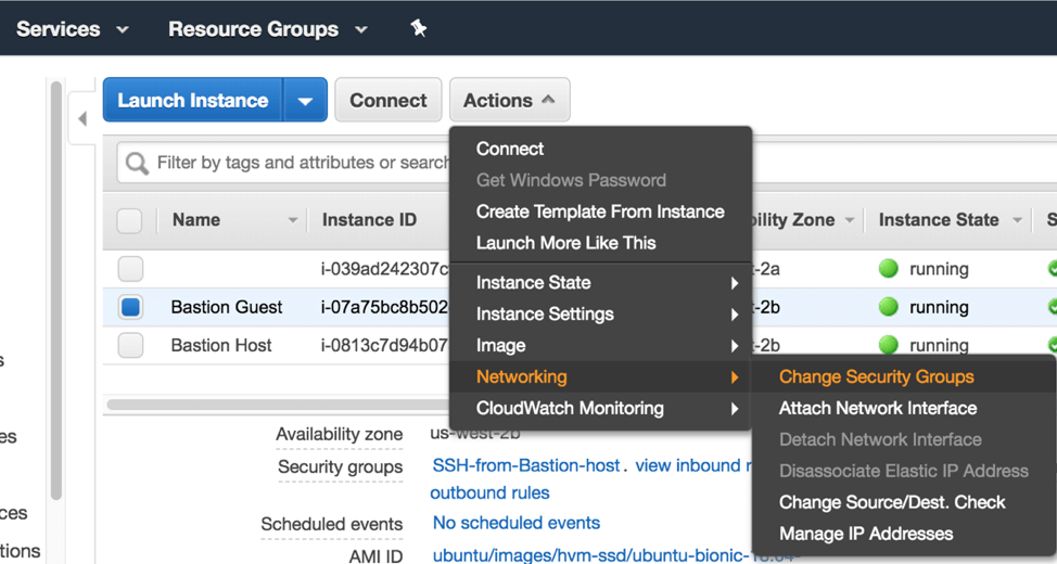 In AWS, under Network and Change Security Groups