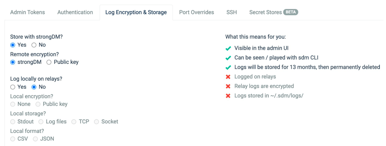 Audit log settings with a recent log extractor for in-scope networks (S2)(A2)