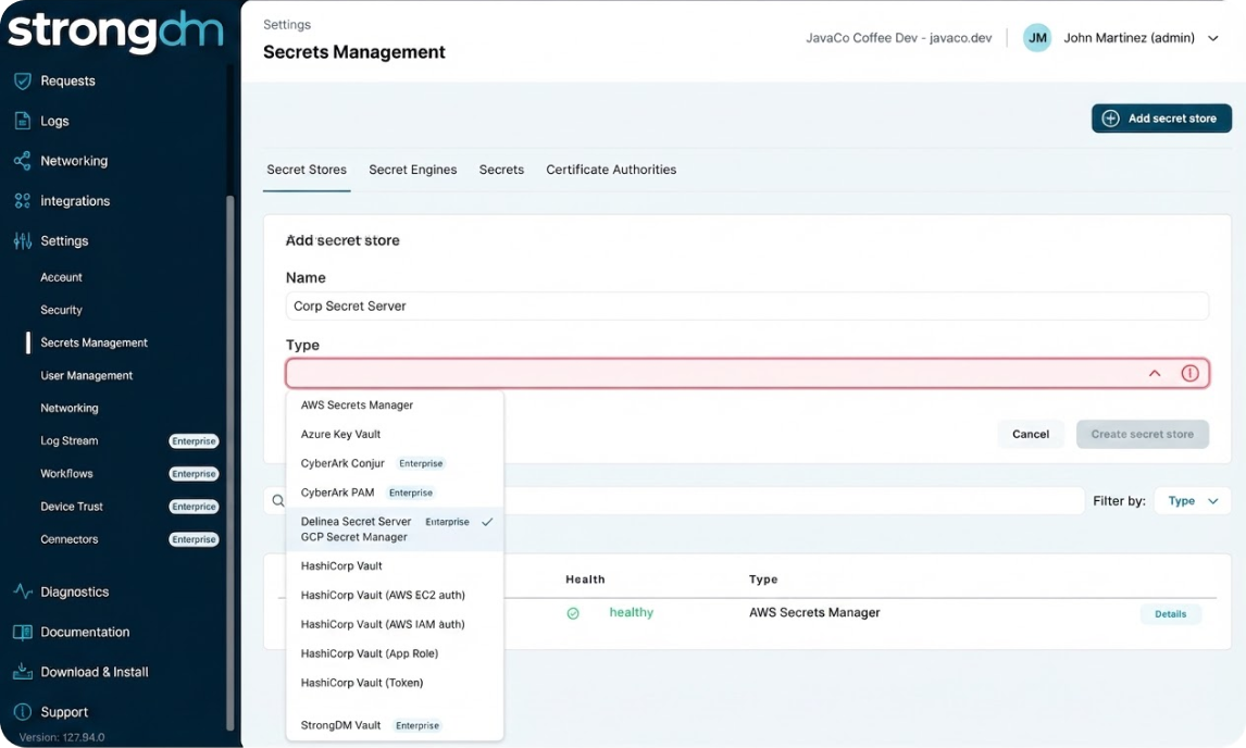 StrongDM extending an existing secrets vault into live sessions
