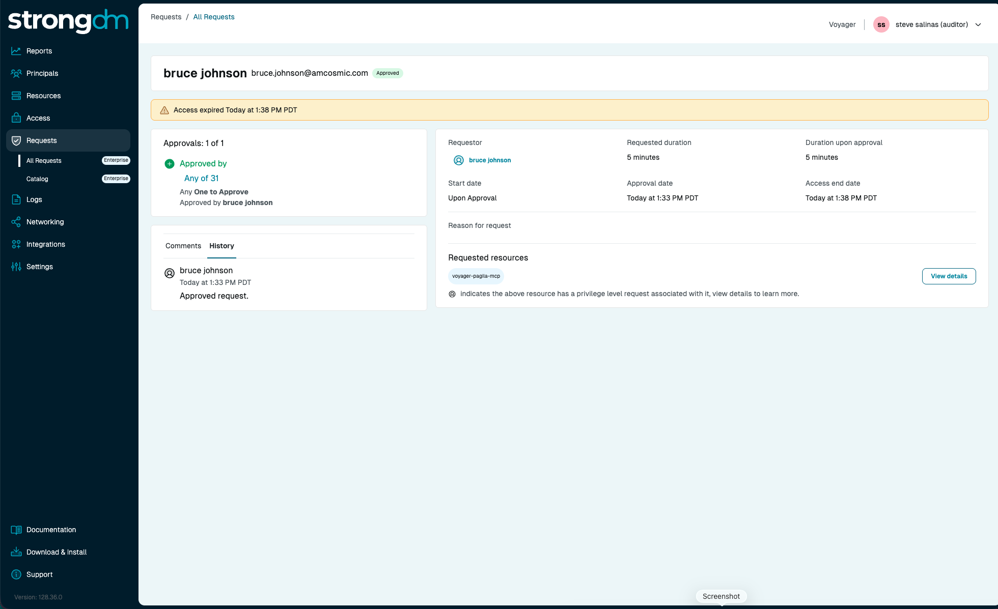 StrongDM time-bound access request for Microsoft Entra ID